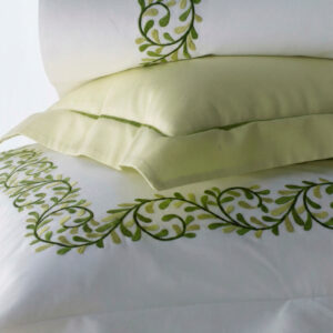 Juego de cama con greca verde